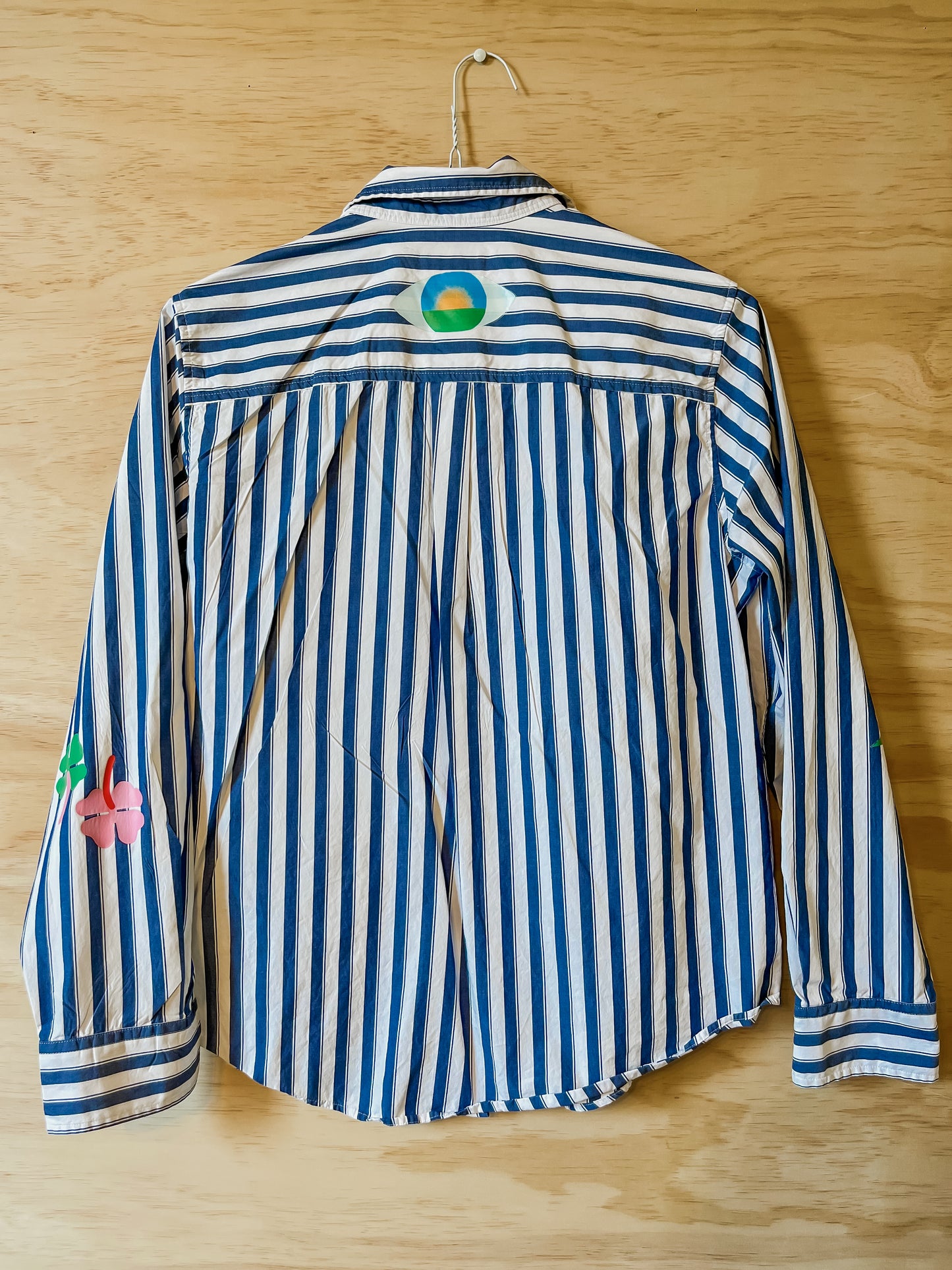 Blue Stripes Shirt With Black Swan