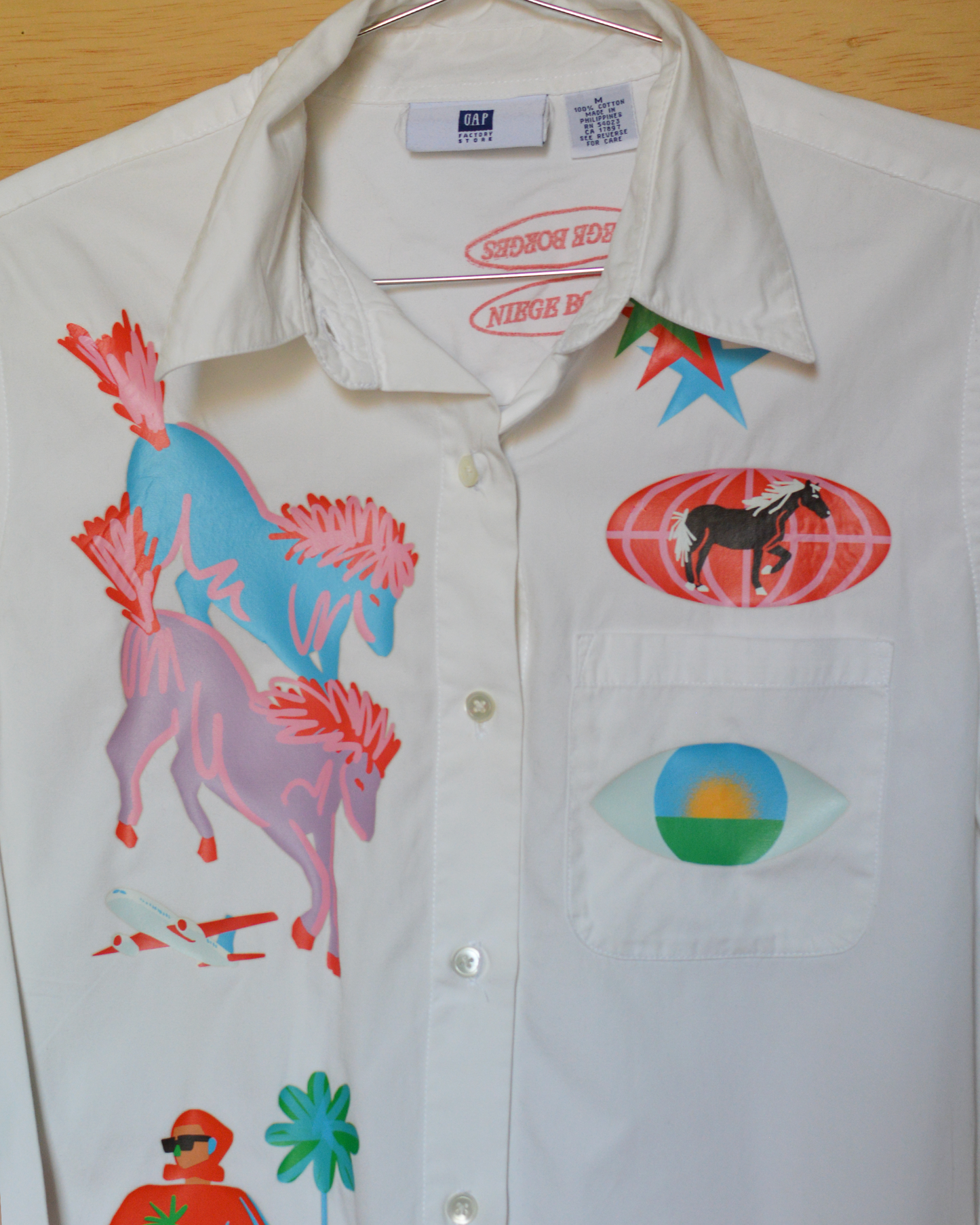 White Shirt with Horses